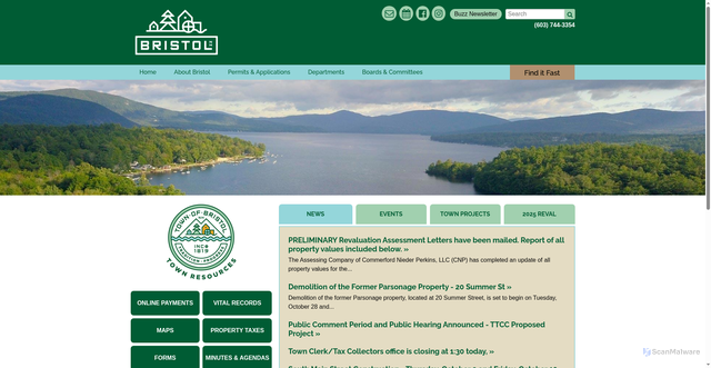 Security scan screenshot of https://www.bristolnh.gov/