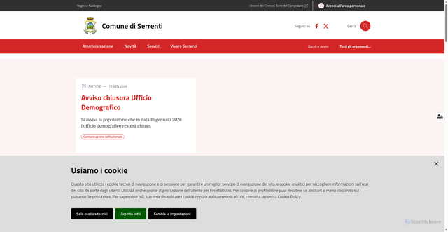 Security scan screenshot of https://www.comune.serrenti.su.it/