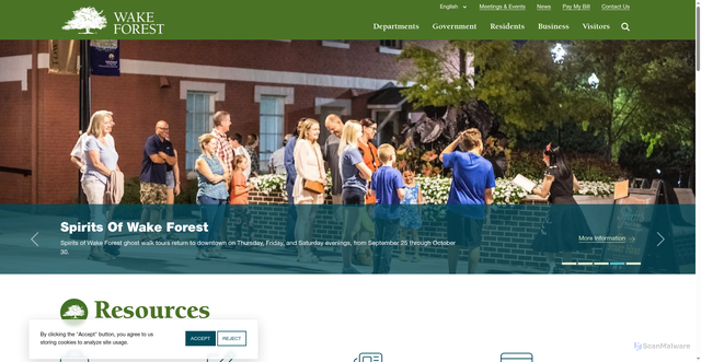 Security scan screenshot of https://www.wakeforestnc.gov/