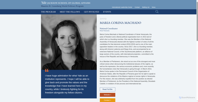 Security scan screenshot of https://worldfellows.yale.edu/person/maria-corina-machado/
