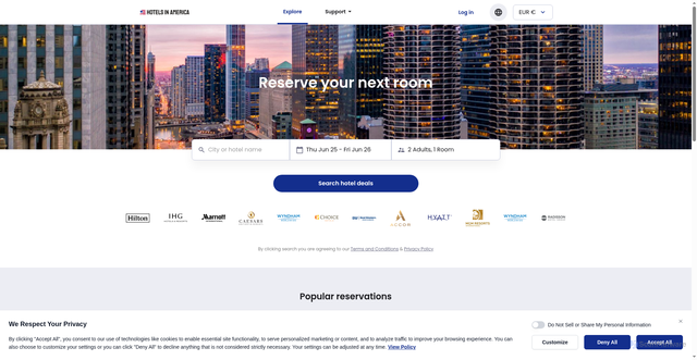 Security scan screenshot of https://www.hotelsinamerica.com/