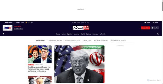 Security scan screenshot of https://www.skynews.com.au