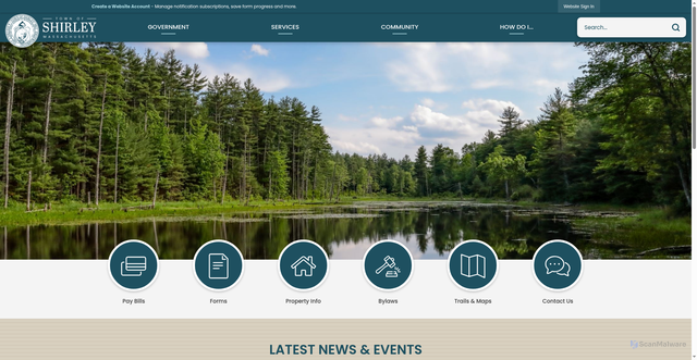 Security scan screenshot of https://shirley-ma.gov/