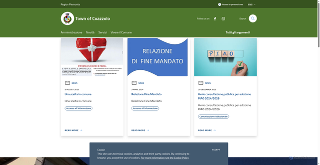 Security scan screenshot of https://www.comune.coazzolo.at.it/it