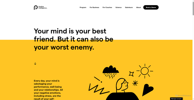 Security scan screenshot of https://positiveintelligence.com