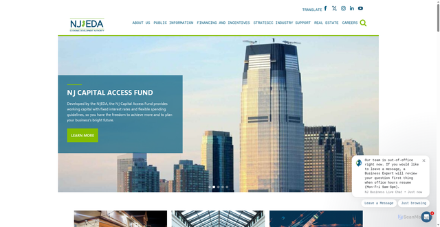 Security scan screenshot of https://www.njeda.gov/