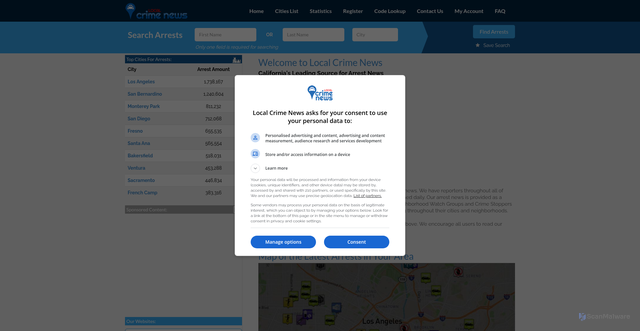 Security scan screenshot of https://localcrimenews.com