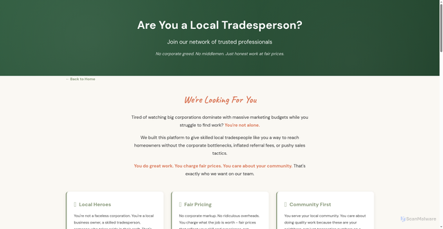 Security scan screenshot of https://tradies.pages.dev/join-our-team.html