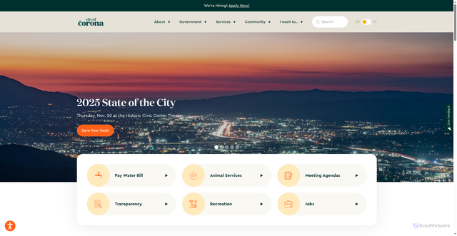 Security scan screenshot of https://www.coronaca.gov/