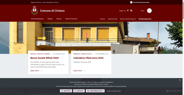 Security scan screenshot of https://www.comune.cintano.to.it/it-it/home