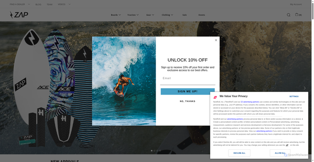 Security scan screenshot of https://zapskimboards.com