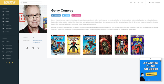Security scan screenshot of https://ocecomic.com/writer/513334/gerry-conway