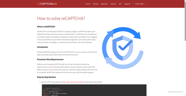 Security scan screenshot of https://captchas.io/recaptcha