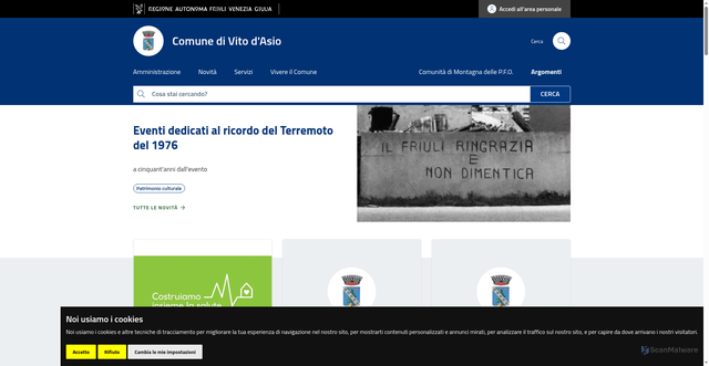 Security scan screenshot of https://www.comune.vitodasio.pn.it