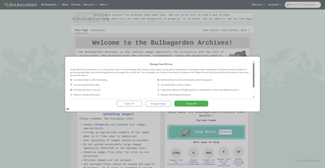 Security scan screenshot of https://archives.bulbagarden.net