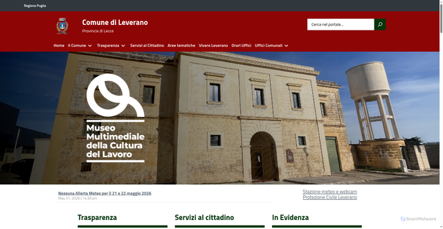 Security scan screenshot of https://www.comune.leverano.le.it