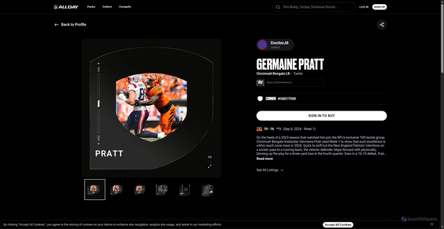 Security scan screenshot of https://nflallday.com/moments/381bf6fc-426b-4cef-b74a-4ff2efa6bfff