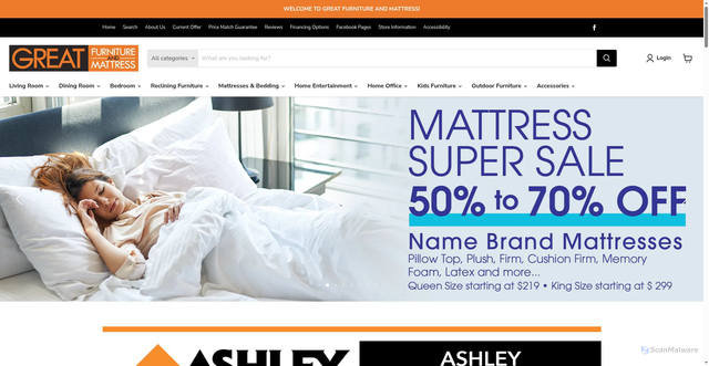 Security scan screenshot of https://greatfurnitureandmattress.com