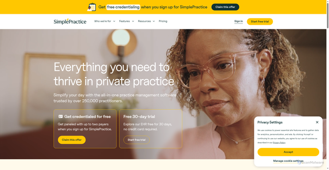 Security scan screenshot of https://simplepractice.com