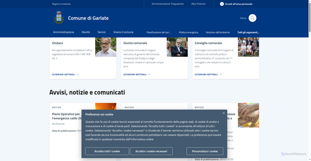Security scan screenshot of https://www.comune.garlate.lc.it