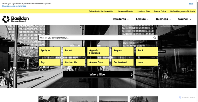 Security scan screenshot of https://www.basildon.gov.uk/