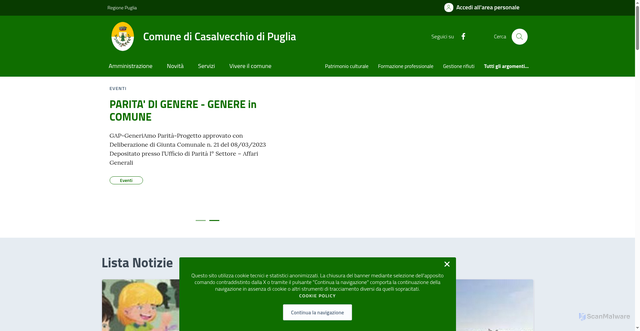 Security scan screenshot of https://comune.casalvecchiodipuglia.fg.it/
