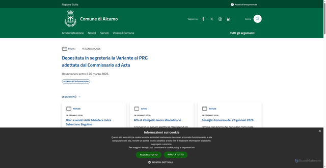 Security scan screenshot of https://www.comune.alcamo.tp.it/it