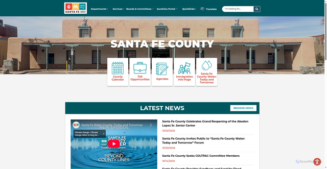 Security scan screenshot of https://www.santafecountynm.gov/