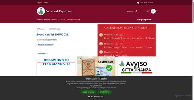 Security scan screenshot of https://www.comune.capistrano.vv.it/it