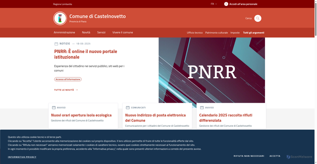 Security scan screenshot of https://www.comune.castelnovetto.pv.it/