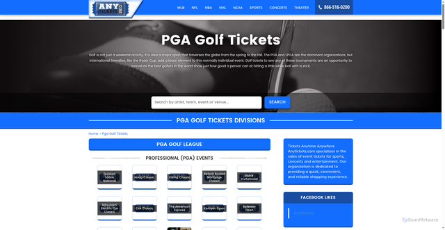 Security scan screenshot of https://www.anytickets.com/golf