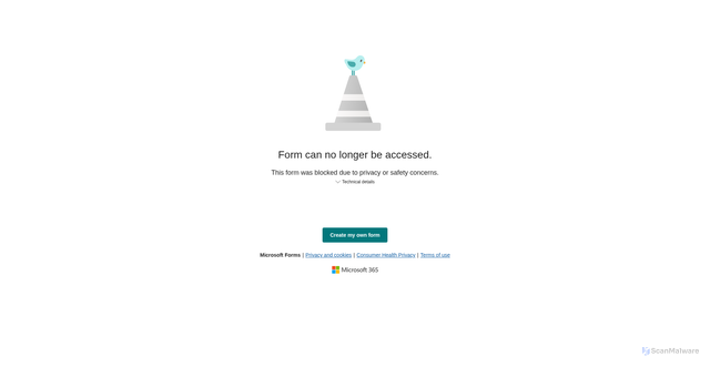 Security scan screenshot of https://forms.office.com/e/qSzyxiy5J8