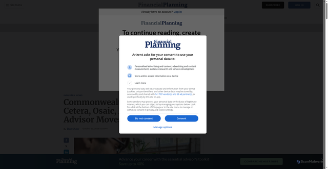 Security scan screenshot of https://www.financial-planning.com/list/commonwealth-advisors-leave-for-cetera-osaic-raymond-james