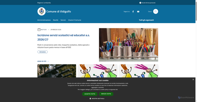 Security scan screenshot of https://www.comune.vidigulfo.pv.it