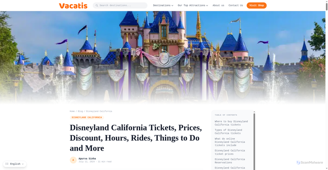 Security scan screenshot of https://vacatis.com/disneyland-california-tickets/