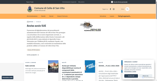 Security scan screenshot of https://www.comune.celledisanvito.fg.it/