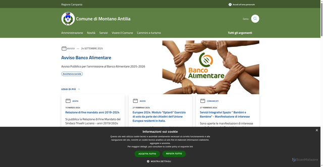 Security scan screenshot of https://www.comune.montano-antilia.sa.it/it