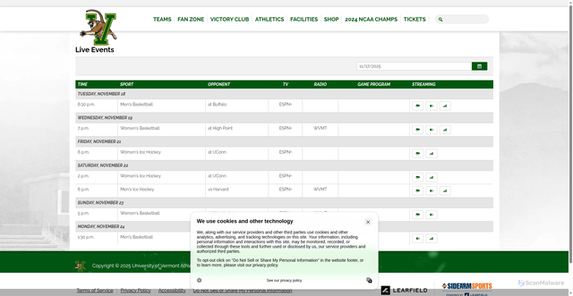 Security scan screenshot of https://uvmathletics.com/coverage