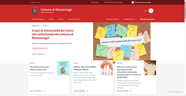 Security scan screenshot of https://www.comune.massanzago.pd.it/