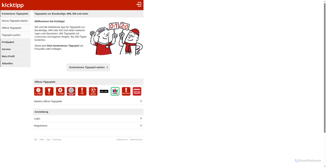 Security scan screenshot of https://kicktipp.de