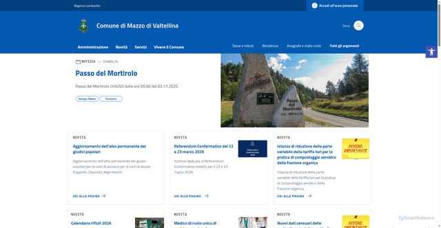 Security scan screenshot of https://comune.mazzo.so.it/