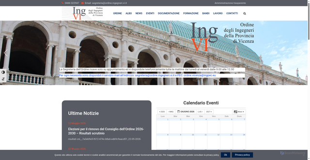 Security scan screenshot of https://www.ordine.ingegneri.vi.it