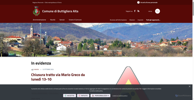 Security scan screenshot of https://www.comune.buttiglieraalta.to.it/it-it/home