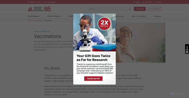 Security scan screenshot of https://diabetes.org/about-diabetes/vaccinations
