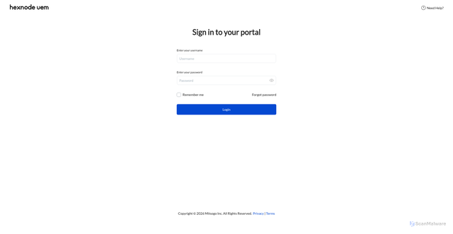 Security scan screenshot of https://royalfarms.hexnodemdm.com