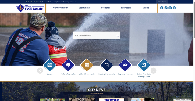 Security scan screenshot of https://ci.faribault.mn.us/