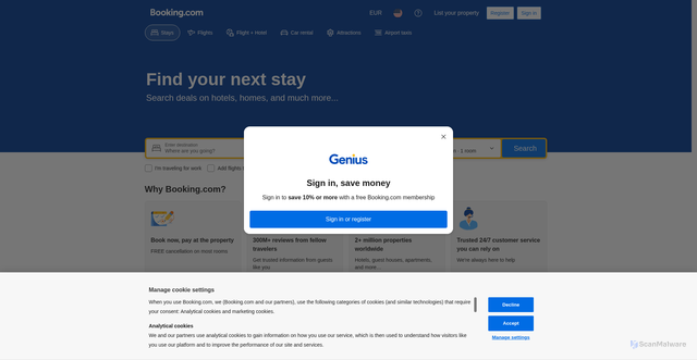 Security scan screenshot of https://wwwbooking.com/