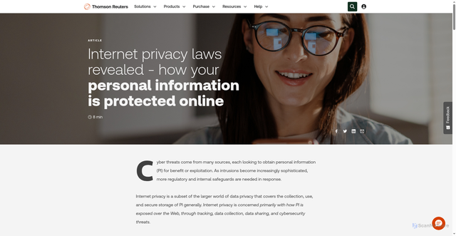 Security scan screenshot of https://legal.thomsonreuters.com/en/insights/articles/how-your-personal-information-is-protected-online