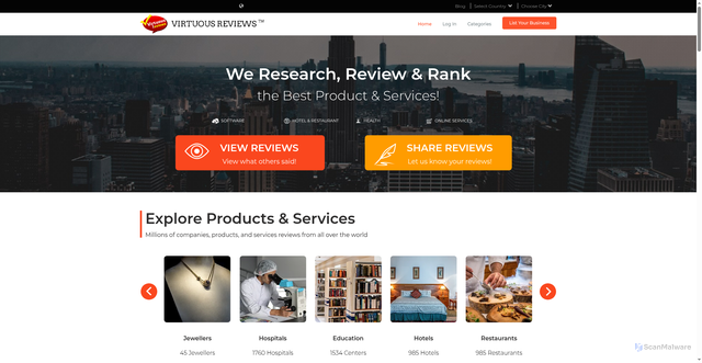 Security scan screenshot of https://virtuousreviews.com