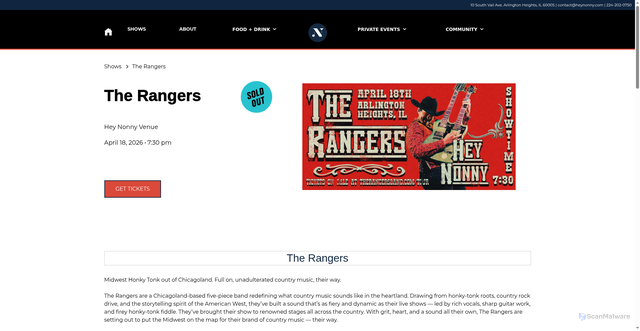 Security scan screenshot of https://www.heynonny.com/shows/the-rangers-18-apr